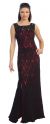 Main image of Sleeveless Lace Long Formal Dress with Front Slit